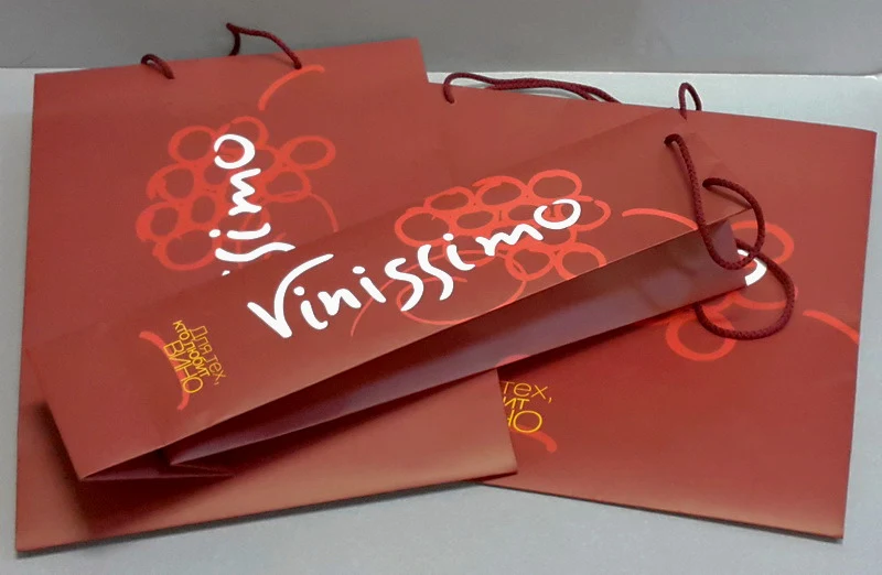 Пакеты Vinissimo с печатью и шнуровыми ручками